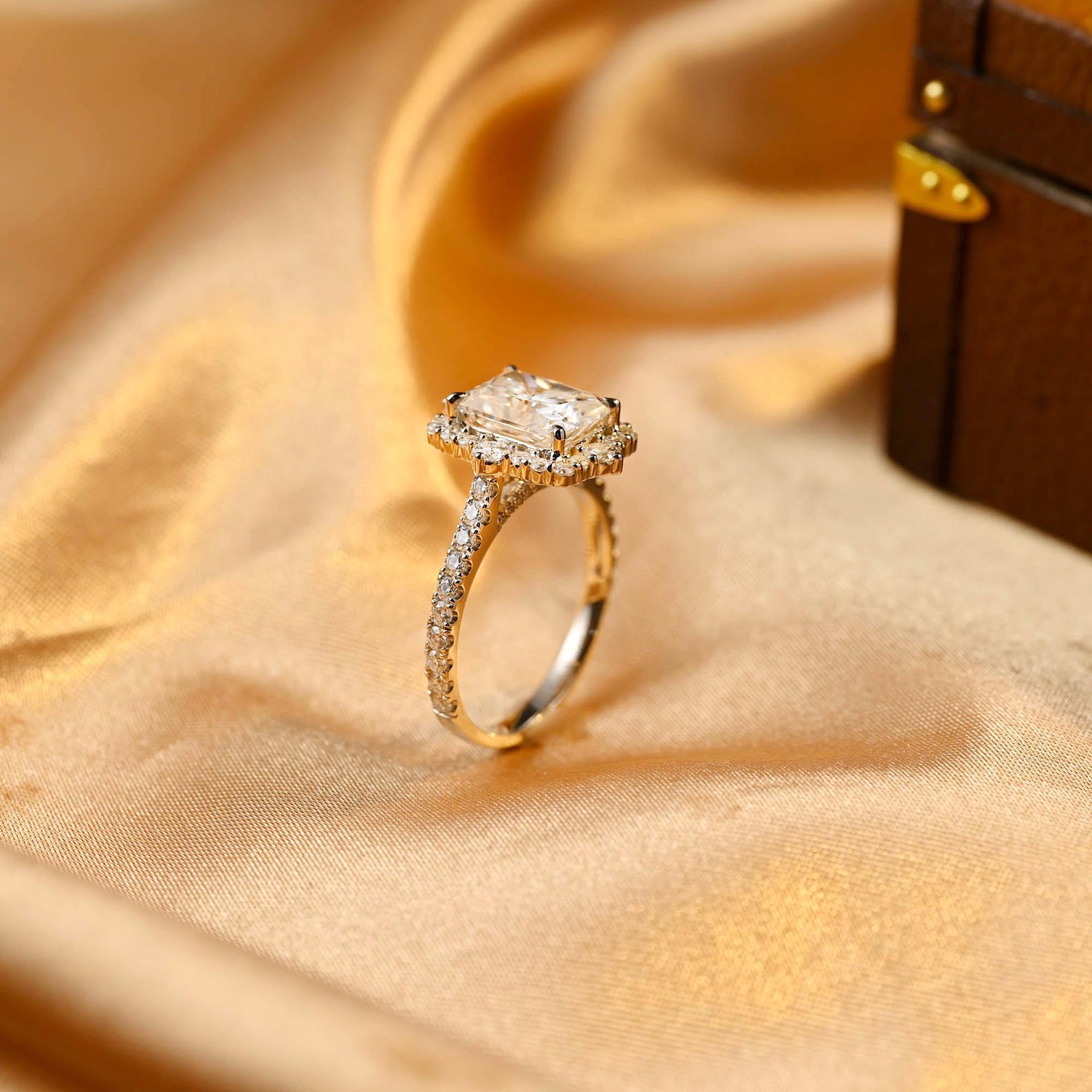 Round Halo, Pave & Split Shank Engagement Ring – 1.93 CT Lab Grown Diamond