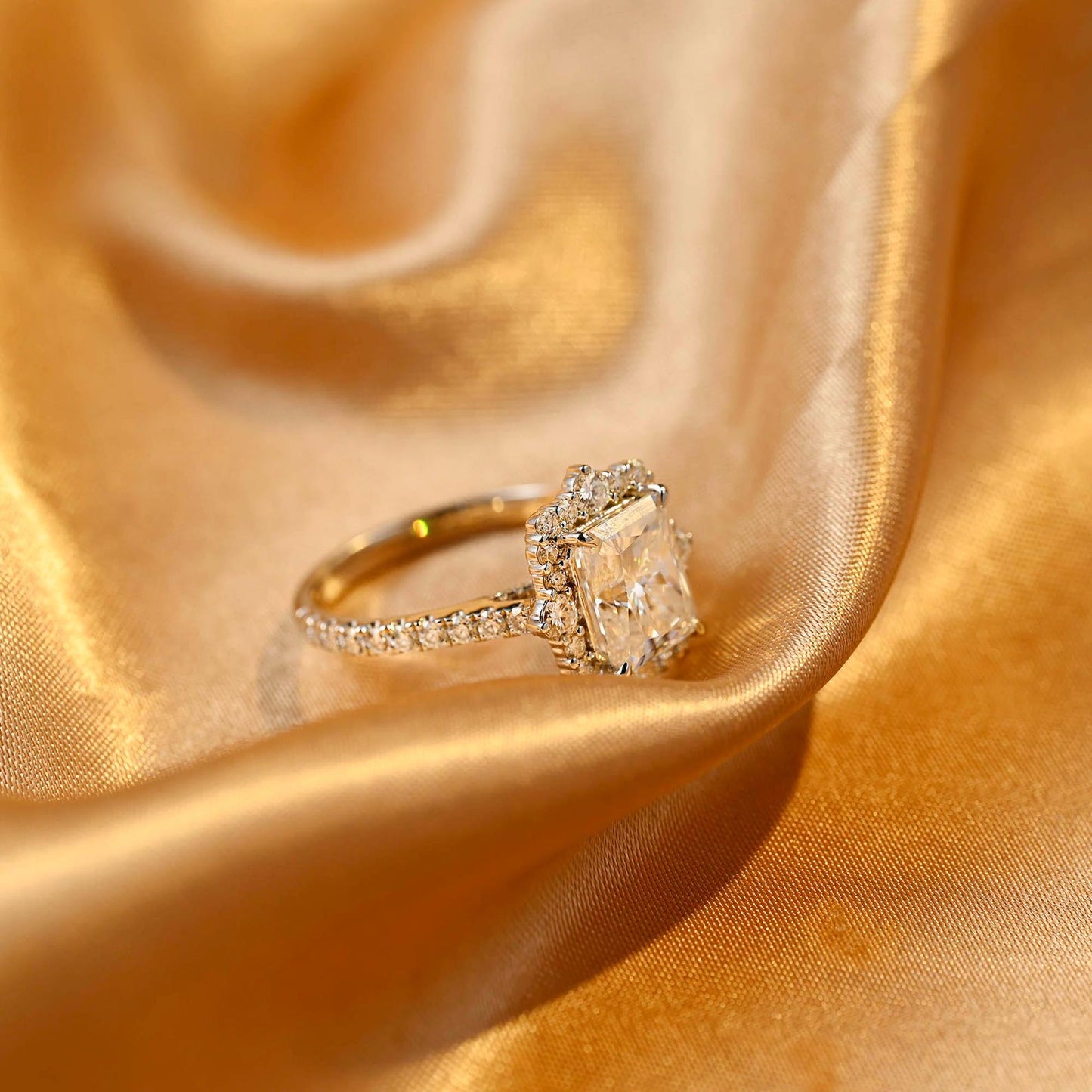 Round Halo, Pave & Split Shank Engagement Ring – 1.93 CT Lab Grown Diamond