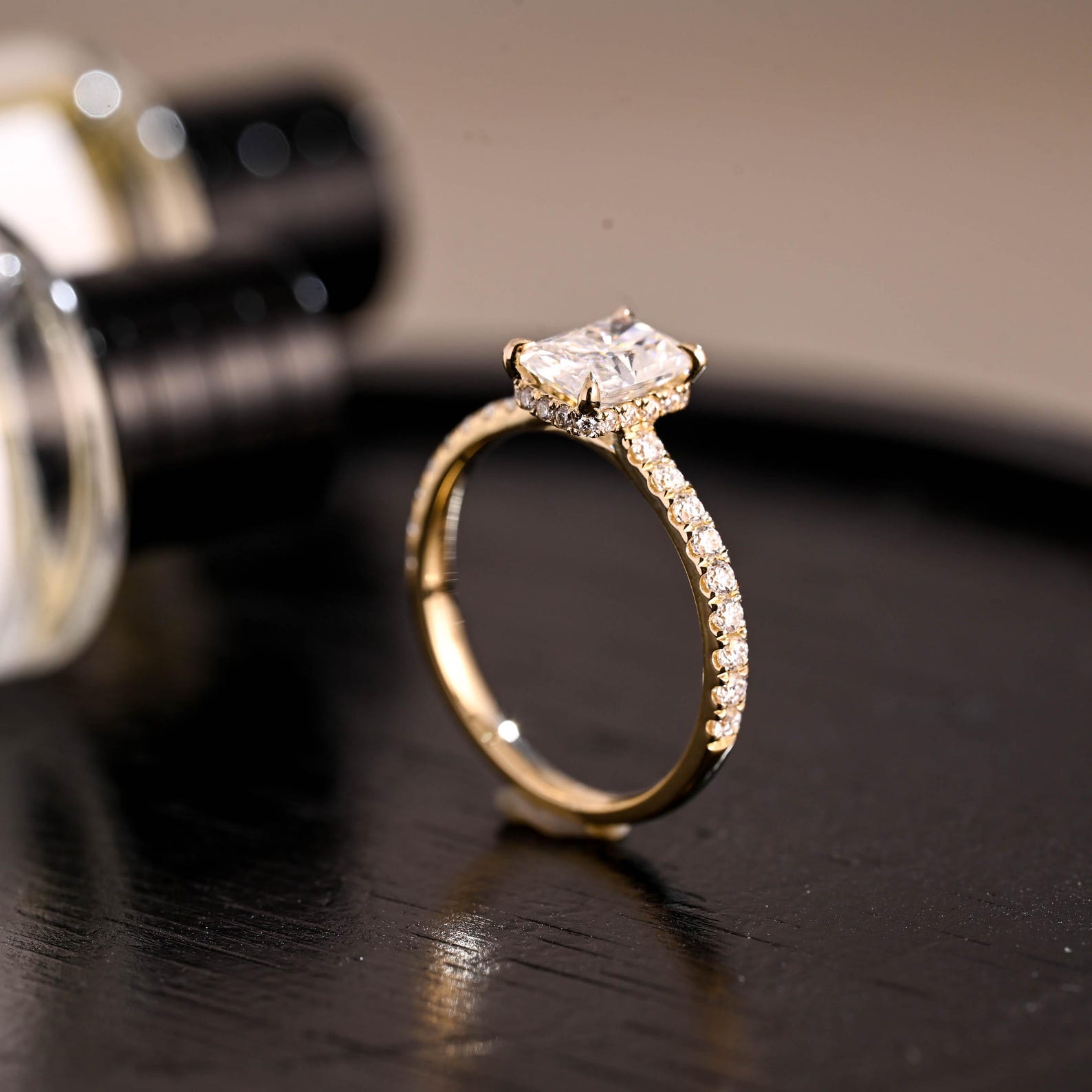 Round Halo, Pave & Split Shank Engagement Ring – 1.93 CT Lab Grown Diamond