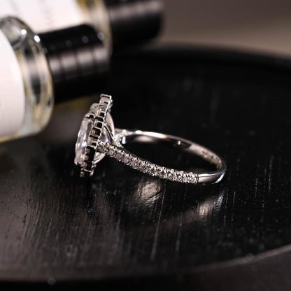 Round Halo, Pave & Split Shank Engagement Ring – 1.93 CT Lab Grown Diamond