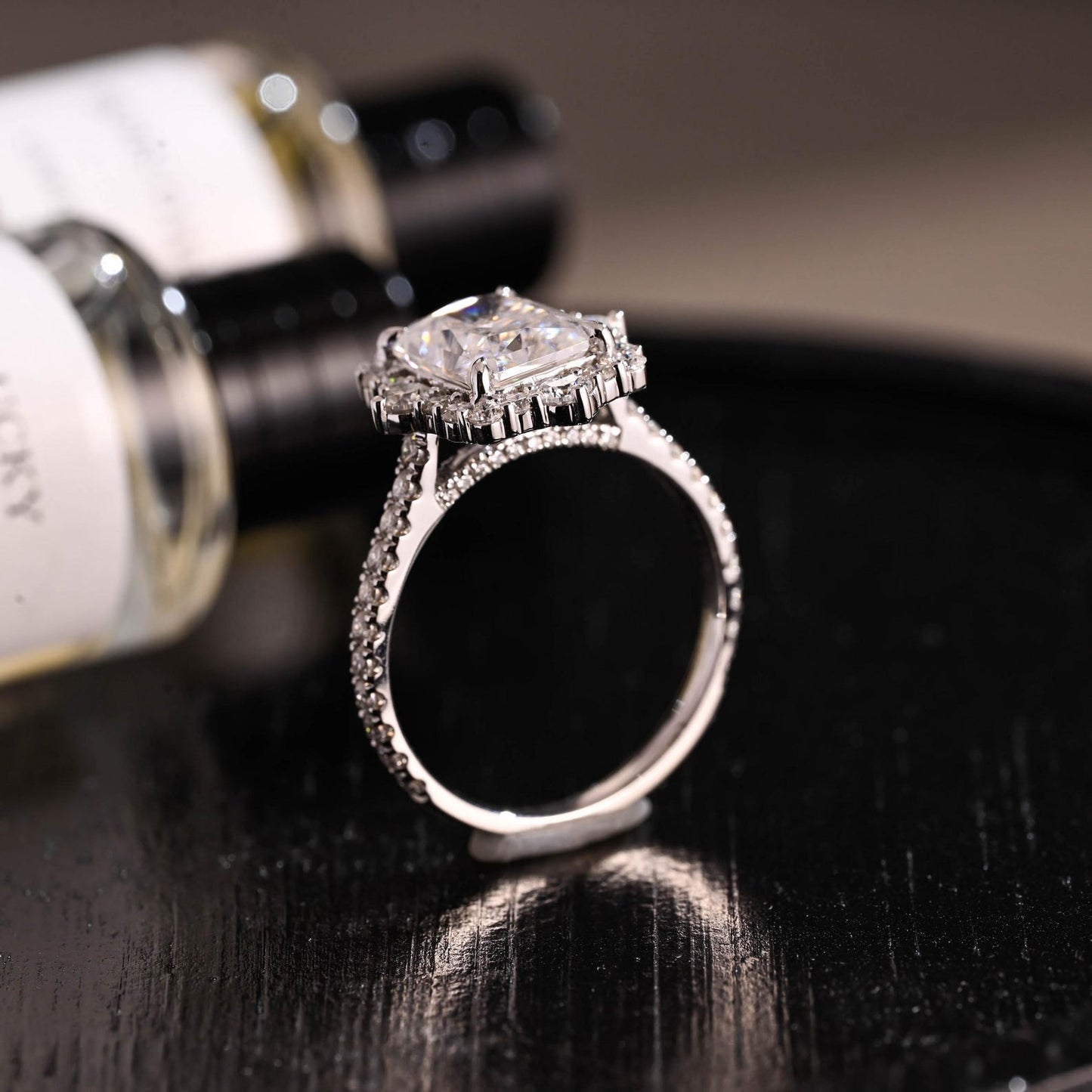 Round Halo, Pave & Split Shank Engagement Ring – 1.93 CT Lab Grown Diamond
