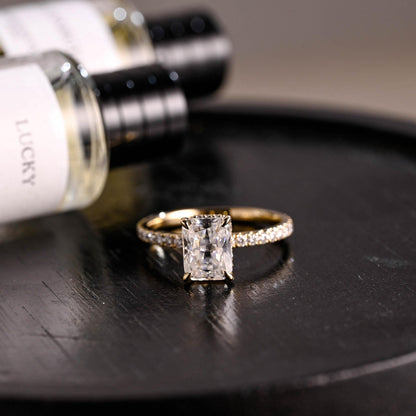 Round Halo, Pave & Split Shank Engagement Ring – 1.93 CT Lab Grown Diamond