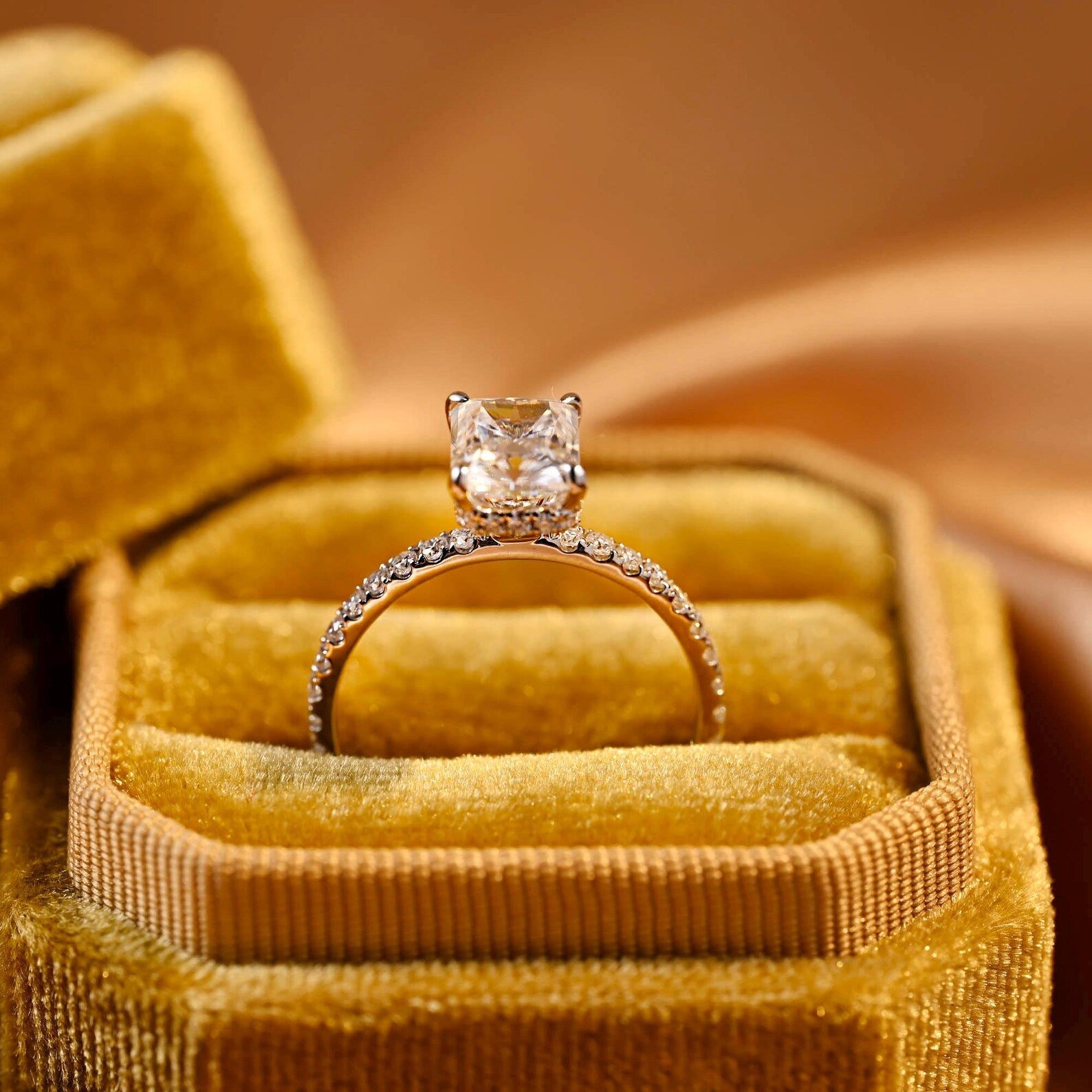 Round Halo, Pave & Split Shank Engagement Ring – 1.93 CT Lab Grown Diamond