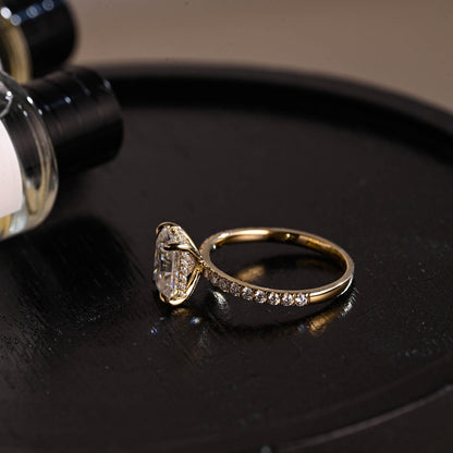 Round Halo, Pave & Split Shank Engagement Ring – 1.93 CT Lab Grown Diamond