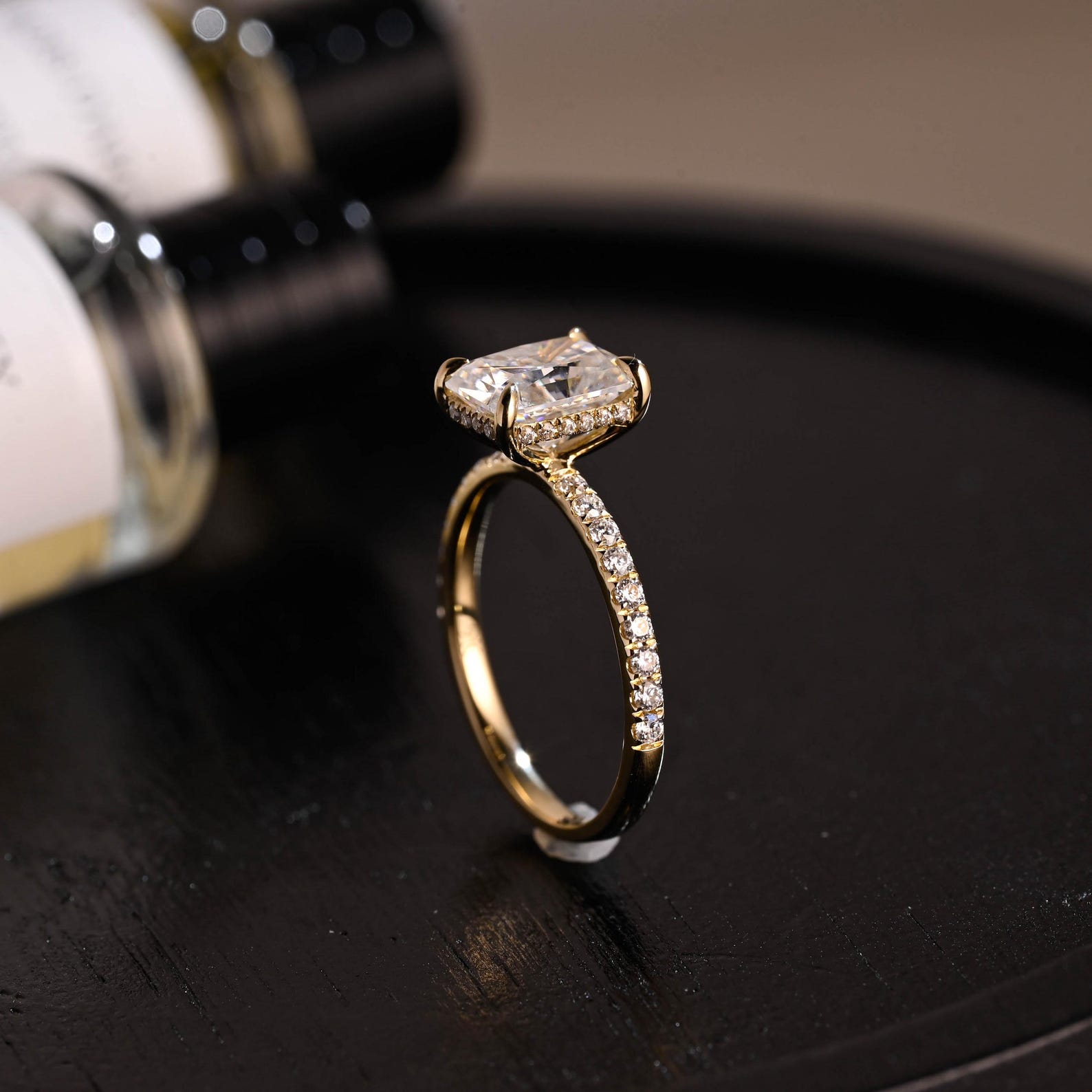 Round Halo, Pave & Split Shank Engagement Ring – 1.93 CT Lab Grown Diamond