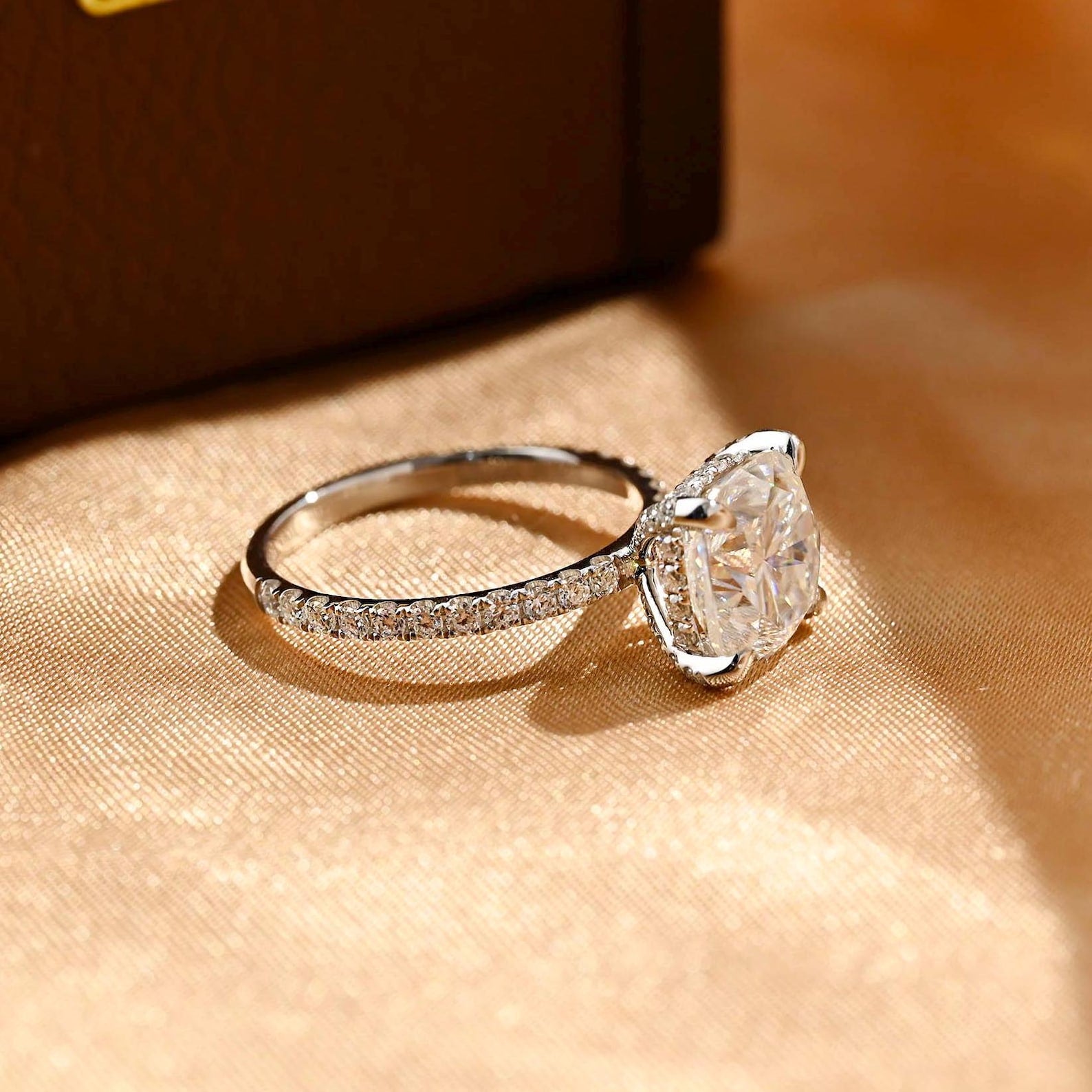 Round Halo, Pave & Split Shank Engagement Ring – 1.93 CT Lab Grown Diamond