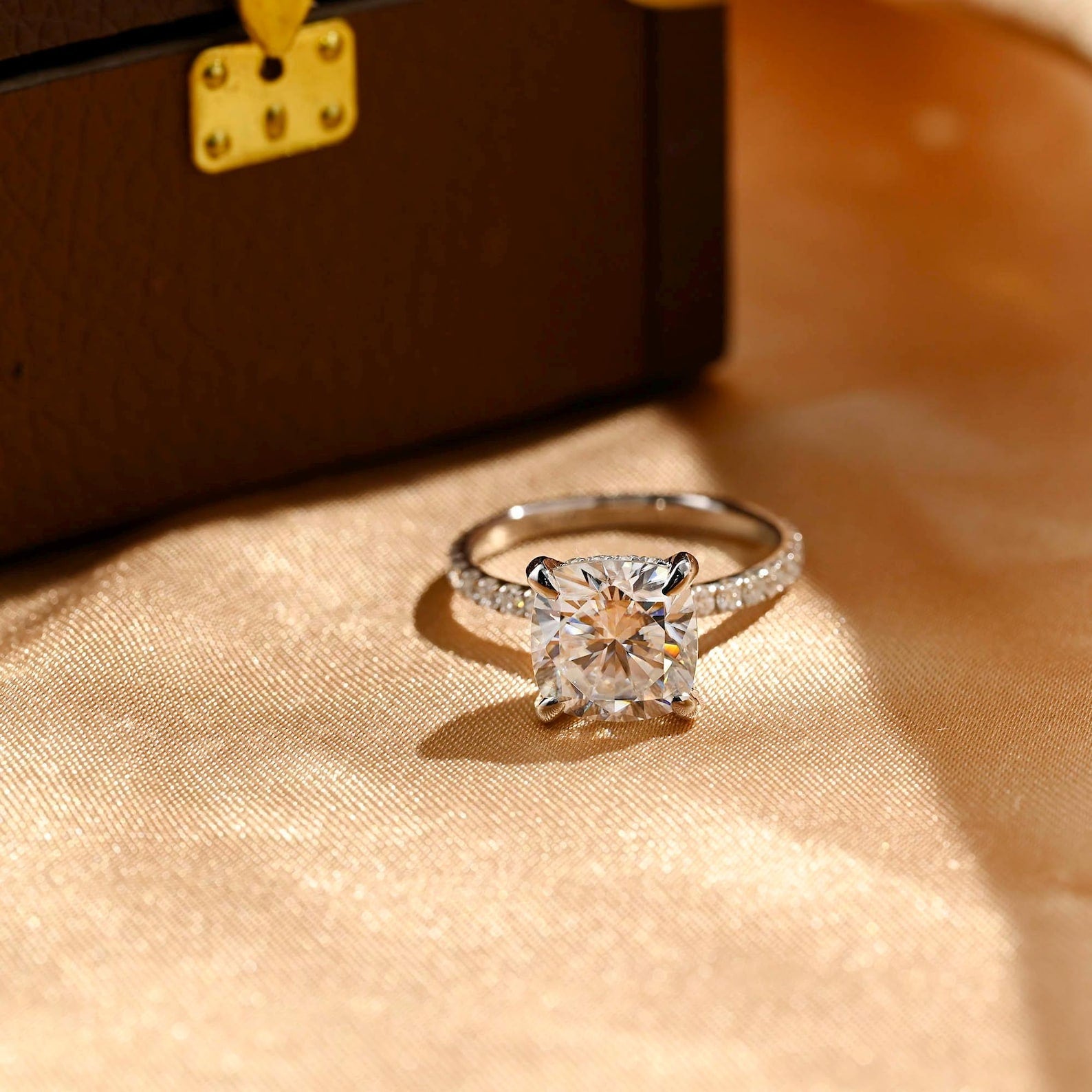 Round Halo, Pave & Split Shank Engagement Ring – 1.93 CT Lab Grown Diamond