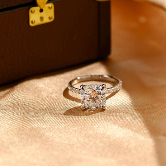Round Halo, Pave & Split Shank Engagement Ring – 1.93 CT Lab Grown Diamond