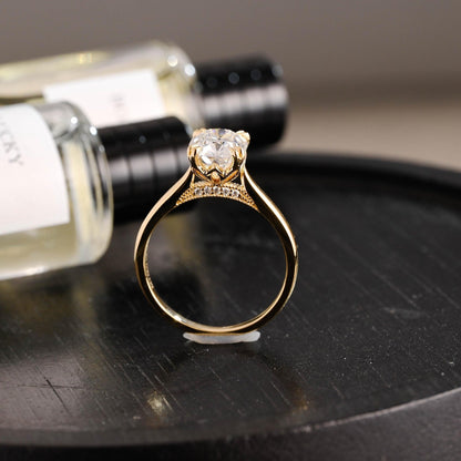 Round Halo, Pave & Split Shank Engagement Ring – 1.93 CT Lab Grown Diamond