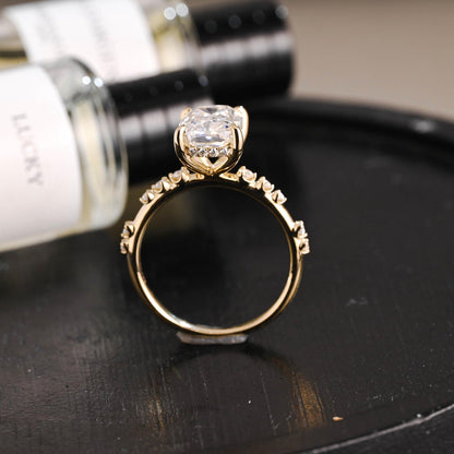 Round Halo, Pave & Split Shank Engagement Ring – 1.93 CT Lab Grown Diamond