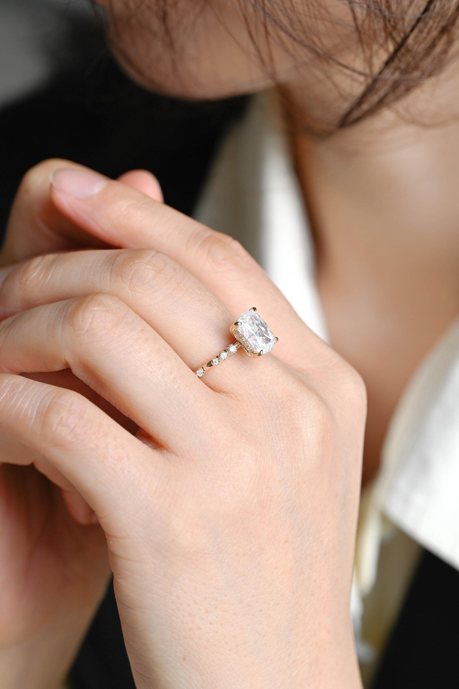 Round Halo, Pave & Split Shank Engagement Ring – 1.93 CT Lab Grown Diamond