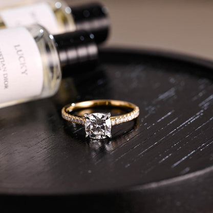 Round Halo, Pave & Split Shank Engagement Ring – 1.93 CT Lab Grown Diamond
