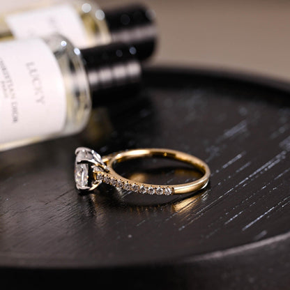 Round Halo, Pave & Split Shank Engagement Ring – 1.93 CT Lab Grown Diamond