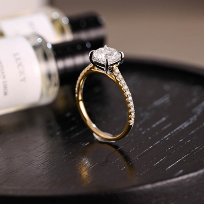Round Halo, Pave & Split Shank Engagement Ring – 1.93 CT Lab Grown Diamond