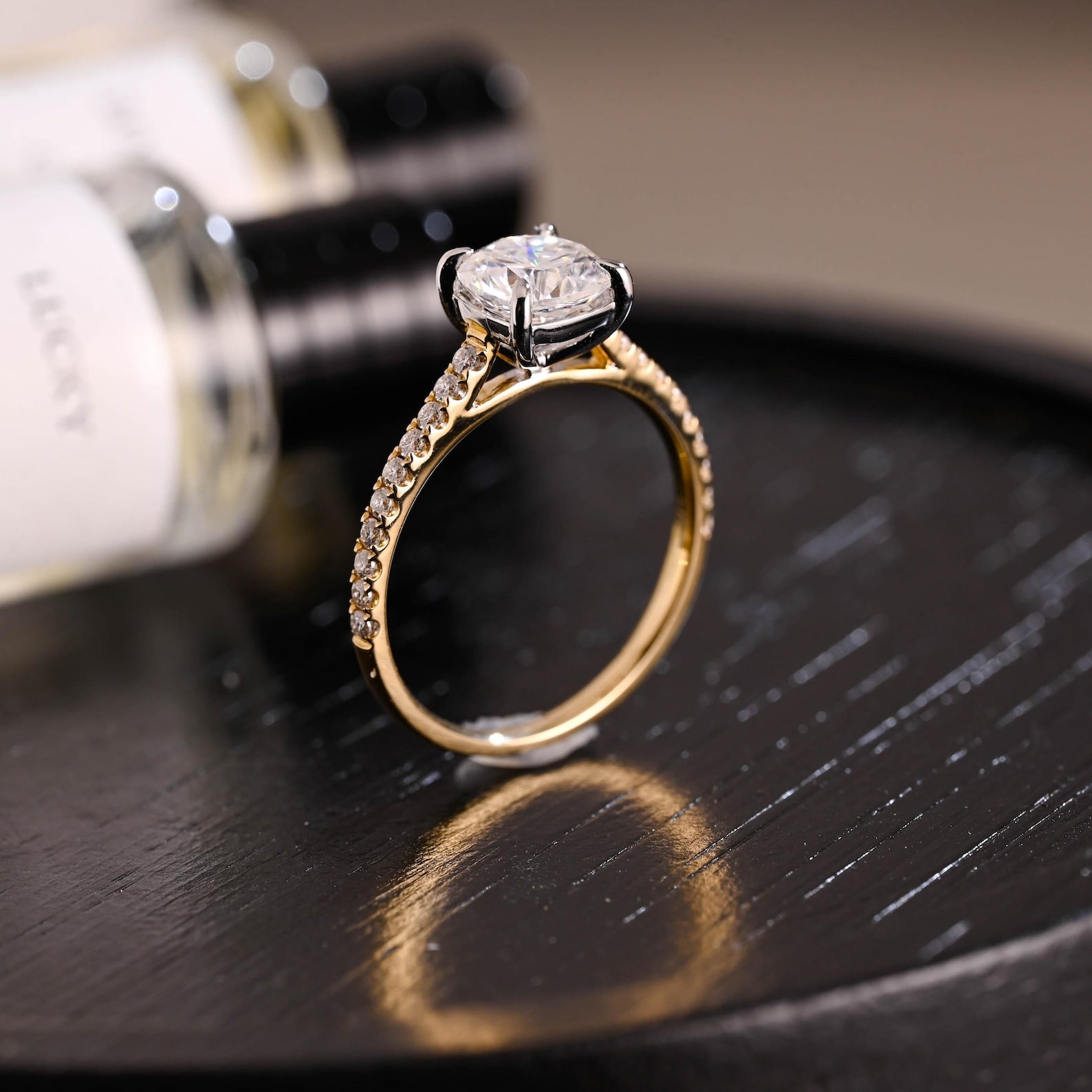 Round Halo, Pave & Split Shank Engagement Ring – 1.93 CT Lab Grown Diamond