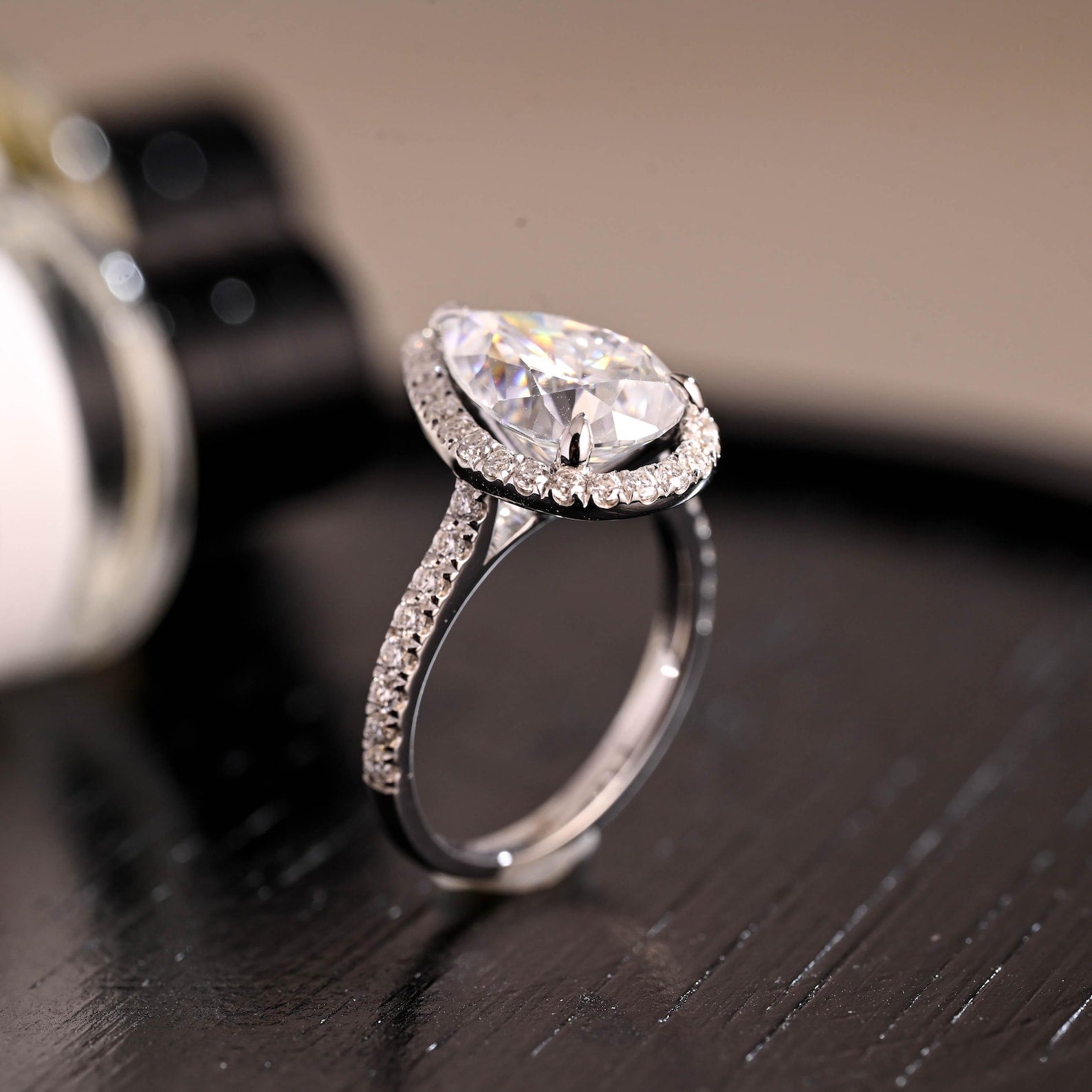 Round Halo, Pave & Split Shank Engagement Ring – 1.93 CT Lab Grown Diamond