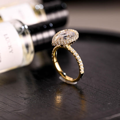 Round Halo, Pave & Split Shank Engagement Ring – 1.93 CT Lab Grown Diamond
