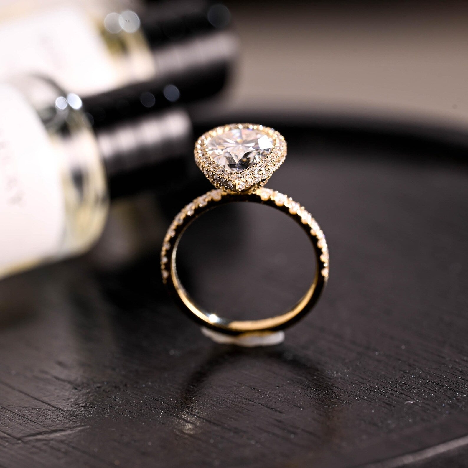 Round Halo, Pave & Split Shank Engagement Ring – 1.93 CT Lab Grown Diamond