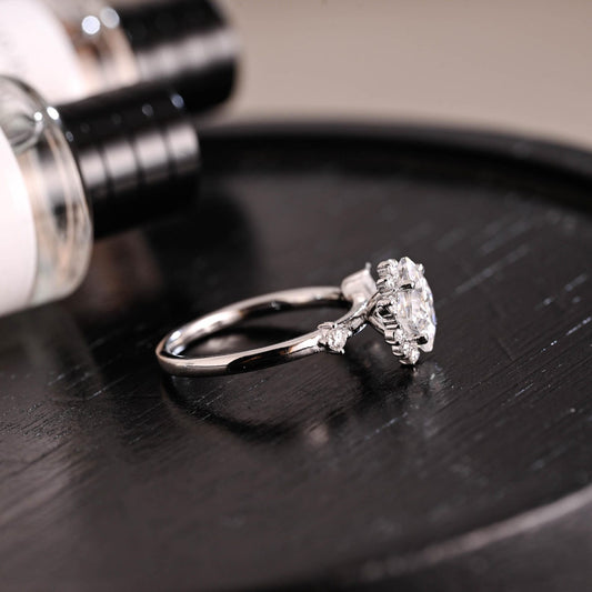 Round Halo, Pave & Split Shank Engagement Ring – 1.93 CT Lab Grown Diamond