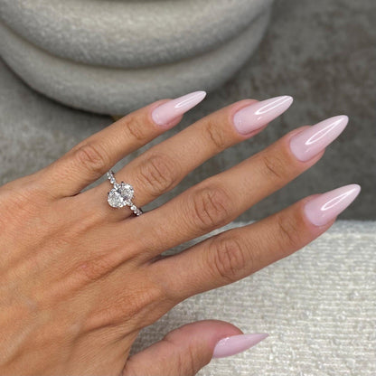 Round Halo, Pave & Split Shank Engagement Ring – 1.93 CT Lab Grown Diamond