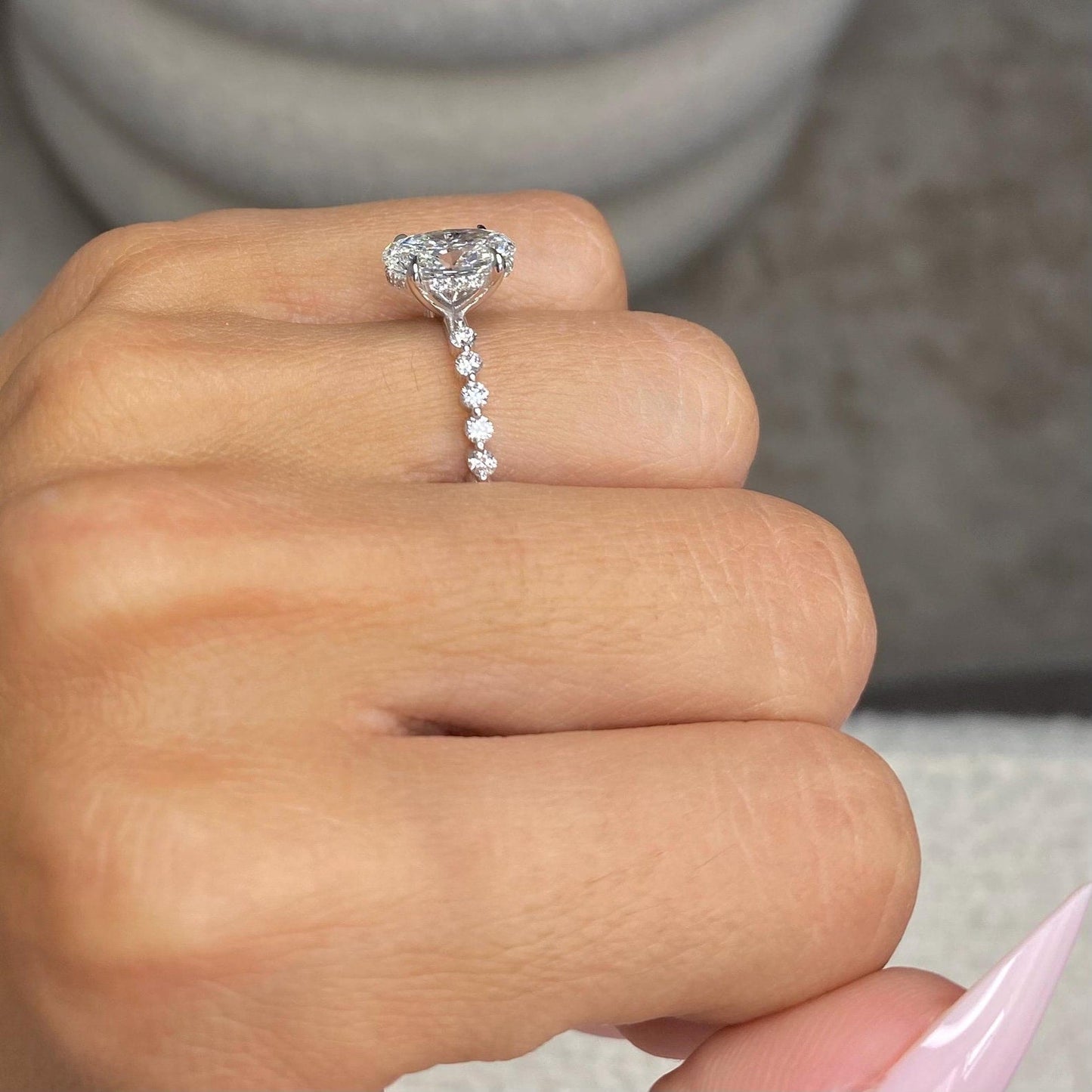 Round Halo, Pave & Split Shank Engagement Ring – 1.93 CT Lab Grown Diamond
