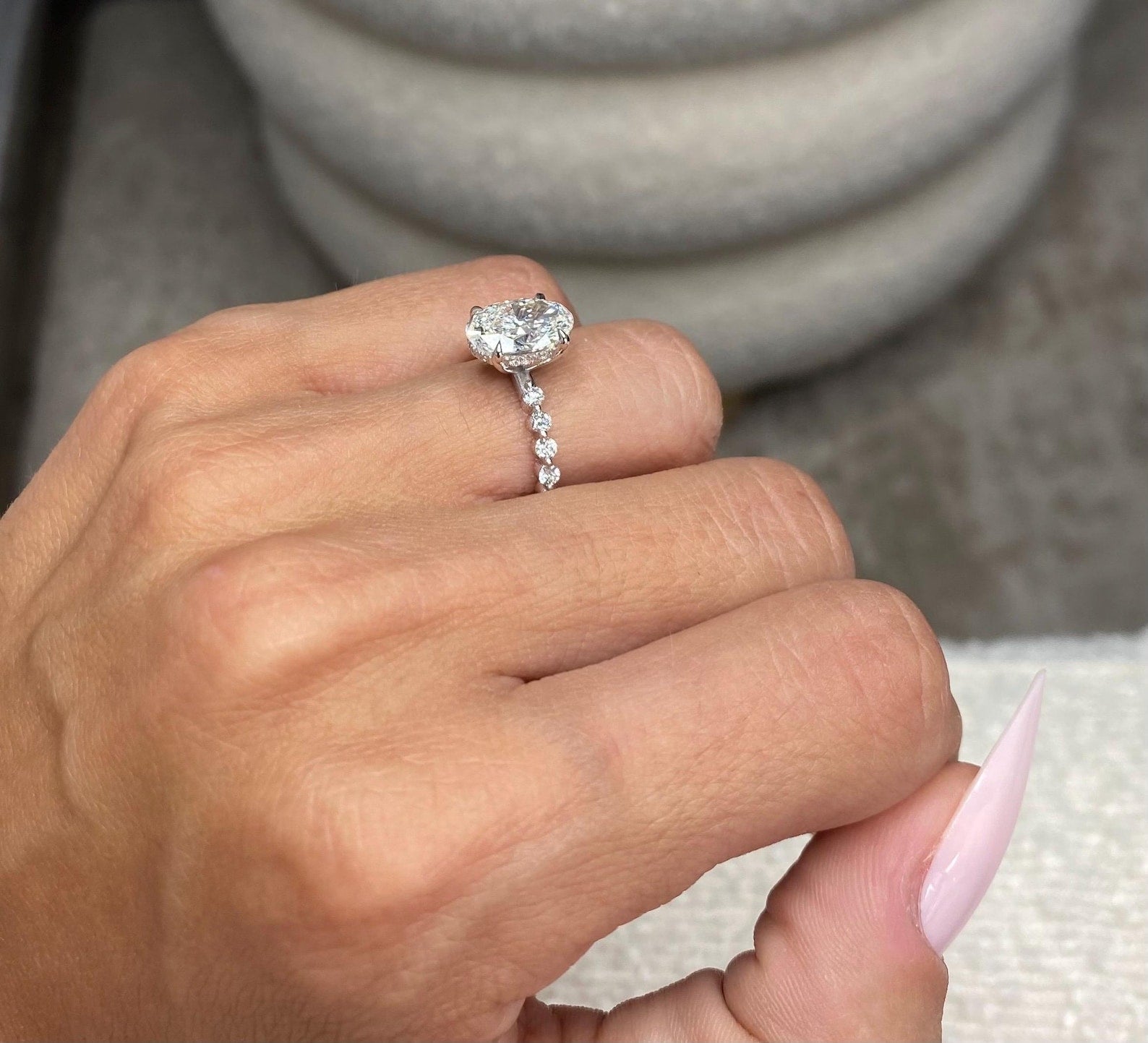 Round Halo, Pave & Split Shank Engagement Ring – 1.93 CT Lab Grown Diamond