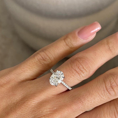 Round Halo, Pave & Split Shank Engagement Ring – 1.93 CT Lab Grown Diamond