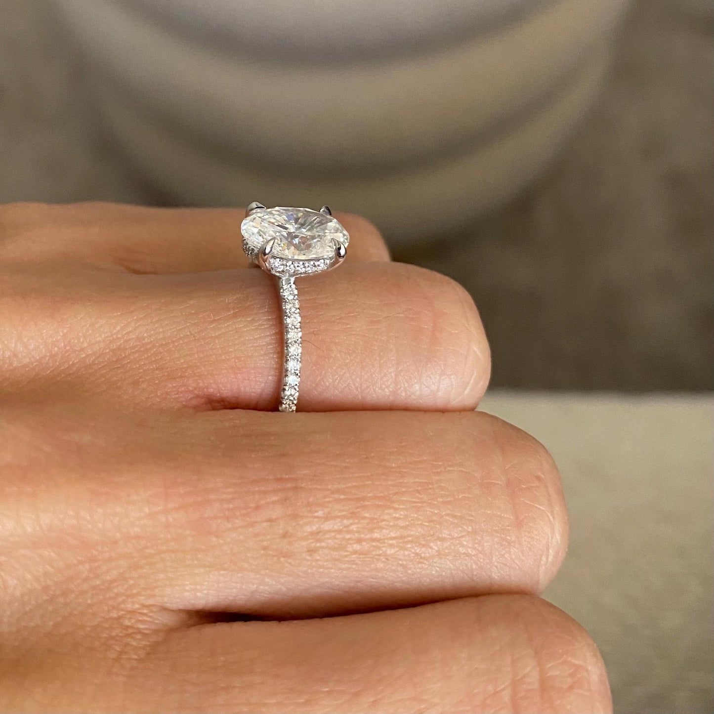 Round Halo, Pave & Split Shank Engagement Ring – 1.93 CT Lab Grown Diamond