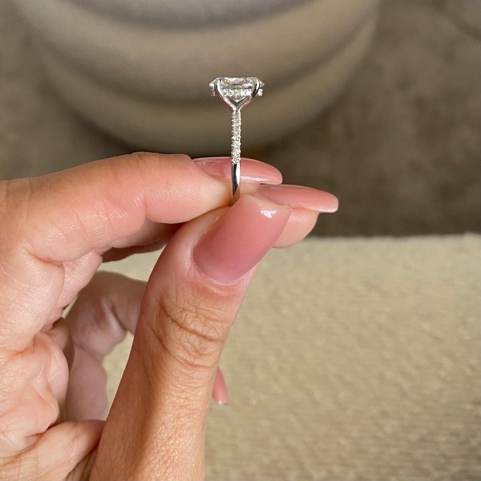 Round Halo, Pave & Split Shank Engagement Ring – 1.93 CT Lab Grown Diamond