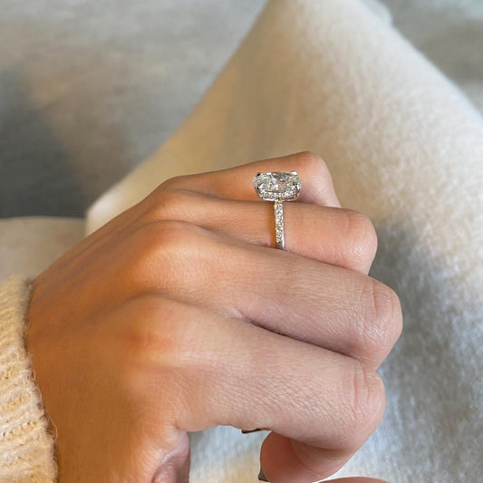 Round Halo, Pave & Split Shank Engagement Ring – 1.93 CT Lab Grown Diamond