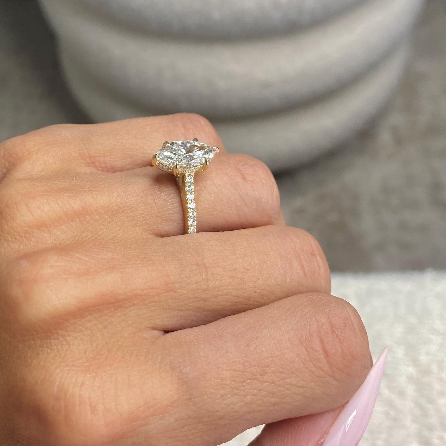 Round Halo, Pave & Split Shank Engagement Ring – 1.93 CT Lab Grown Diamond