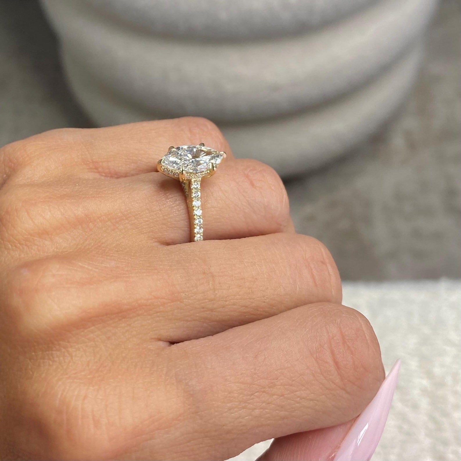 Round Halo, Pave & Split Shank Engagement Ring – 1.93 CT Lab Grown Diamond
