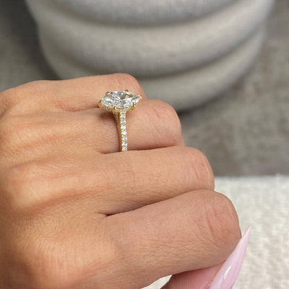 Round Halo, Pave & Split Shank Engagement Ring – 1.93 CT Lab Grown Diamond