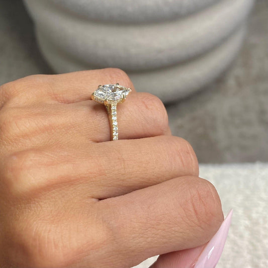 Round Halo, Pave & Split Shank Engagement Ring – 1.93 CT Lab Grown Diamond
