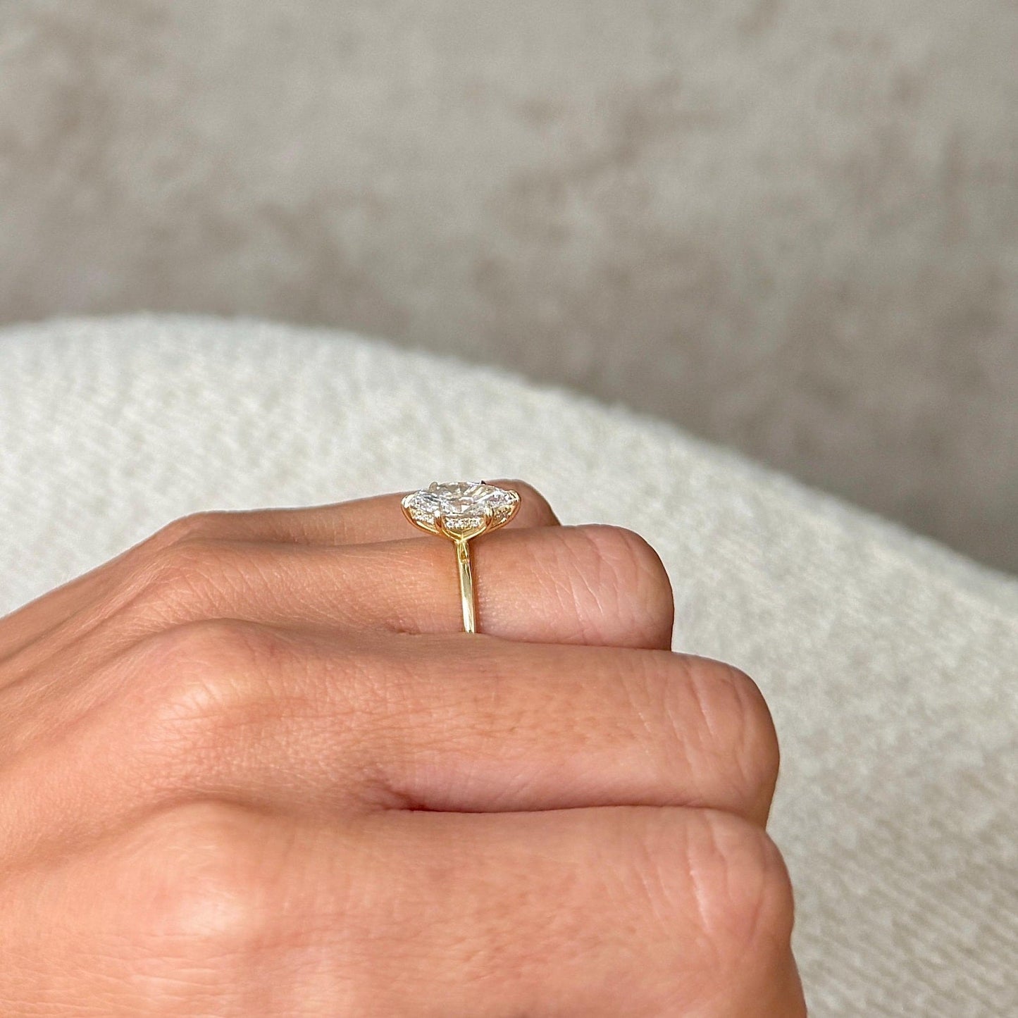 Round Halo, Pave & Split Shank Engagement Ring – 1.93 CT Lab Grown Diamond