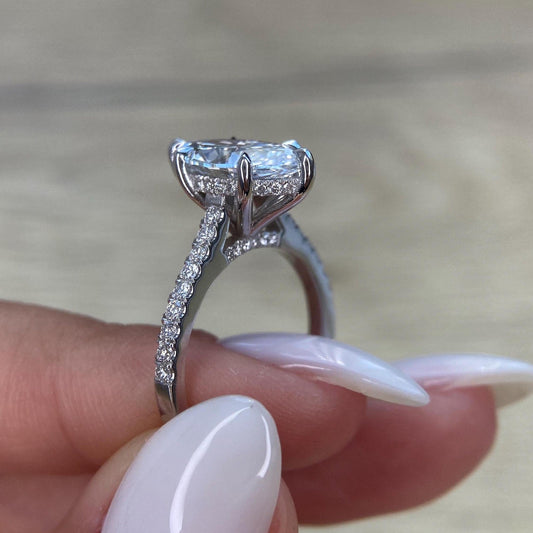 Round Halo, Pave & Split Shank Engagement Ring – 1.93 CT Lab Grown Diamond