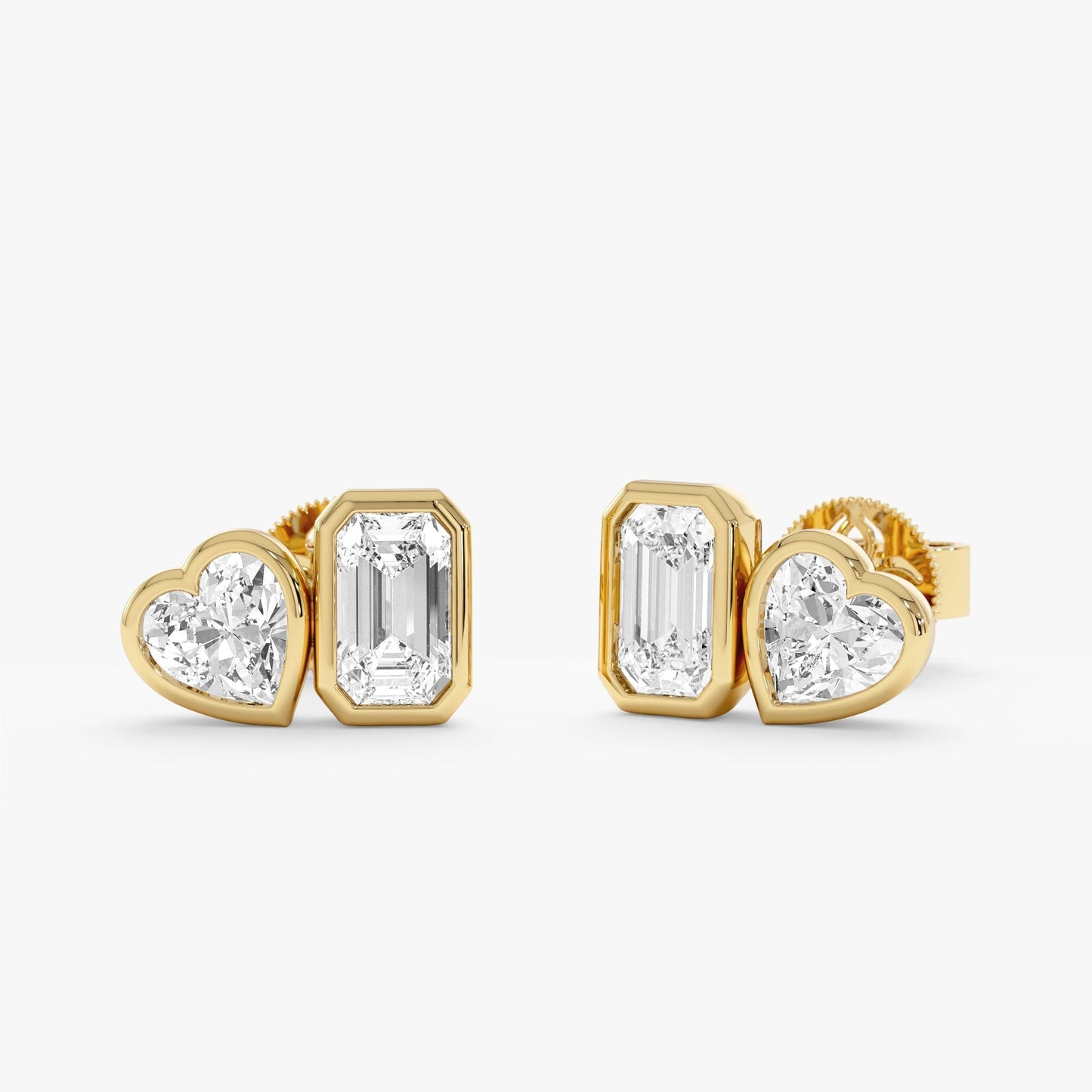 1.0 CT Round Bezel Solitaire Lab Grown Diamond Earrings