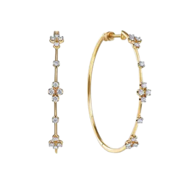 14K Yellow Gold Diamond Classic Hoop Earrings 40mm
