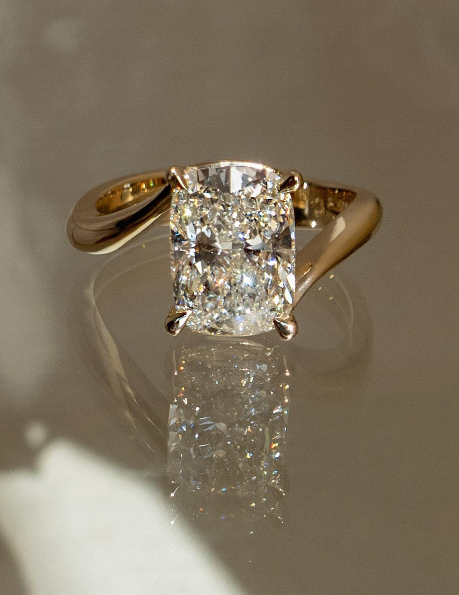 2.5 CT Elongated Cushion Cut Minimal Pave Stacking Lab Grown Diamond Bridal Ring Set