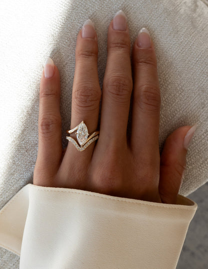 2.5 CT Marquise Cut Solitaire Lab Grown Diamond Ring With Wrap Classic Plain Band