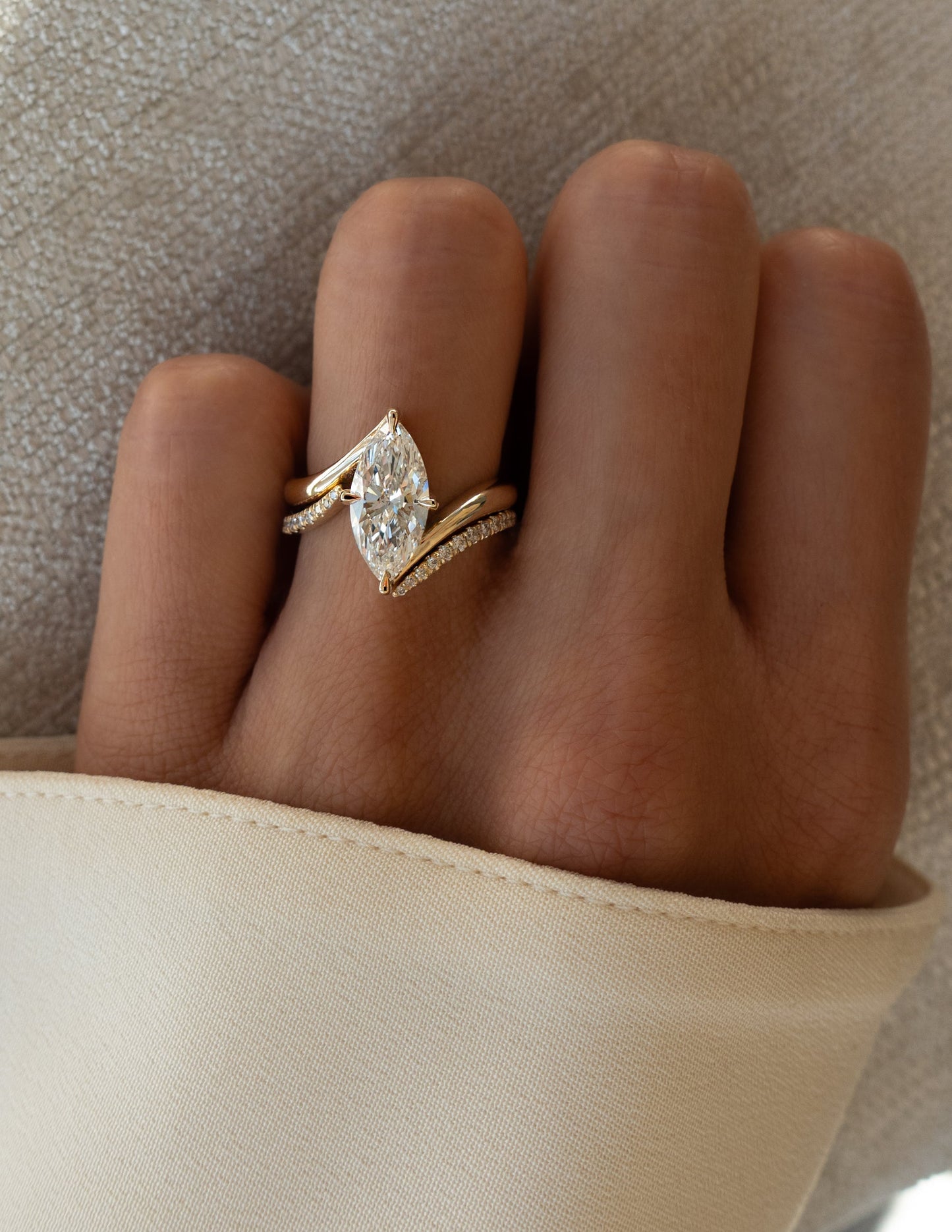 2.5 CT Marquise Cut Solitaire Lab Grown Diamond Ring With Wrap Pave Band