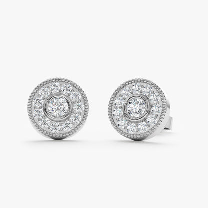 1.0 CT Round Bezel Solitaire Lab Grown Diamond Earrings