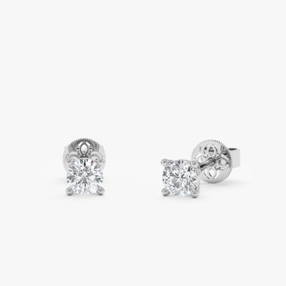 1.0 CT Round Bezel Solitaire Lab Grown Diamond Earrings