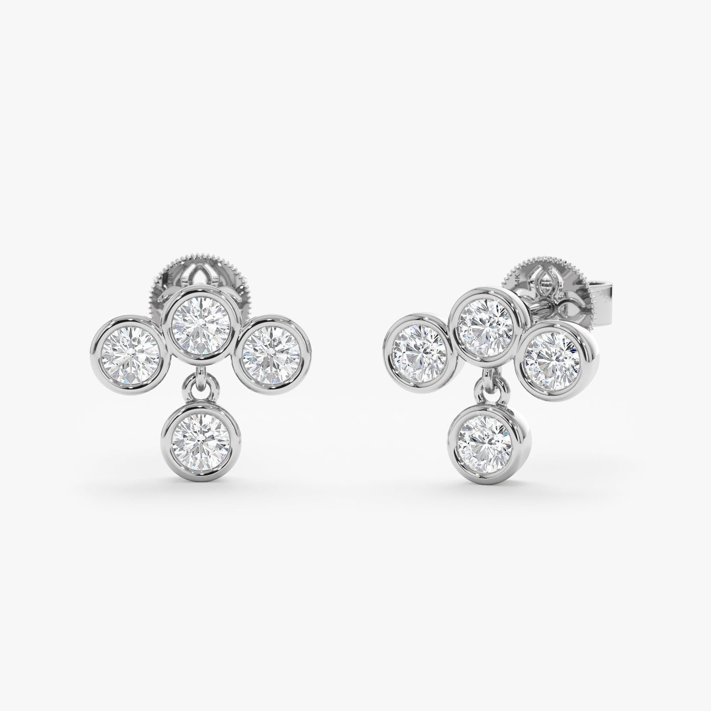 1.0 CT Round Bezel Solitaire Lab Grown Diamond Earrings
