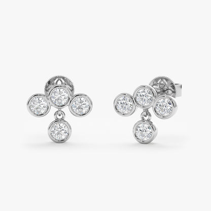 1.0 CT Round Bezel Solitaire Lab Grown Diamond Earrings