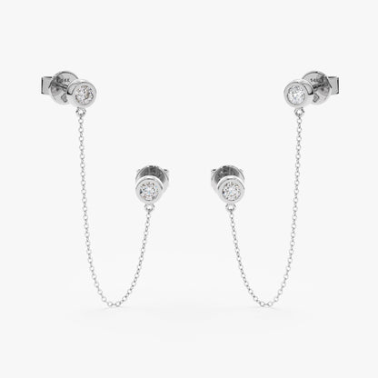 1.0 CT Round Bezel Solitaire Lab Grown Diamond Earrings