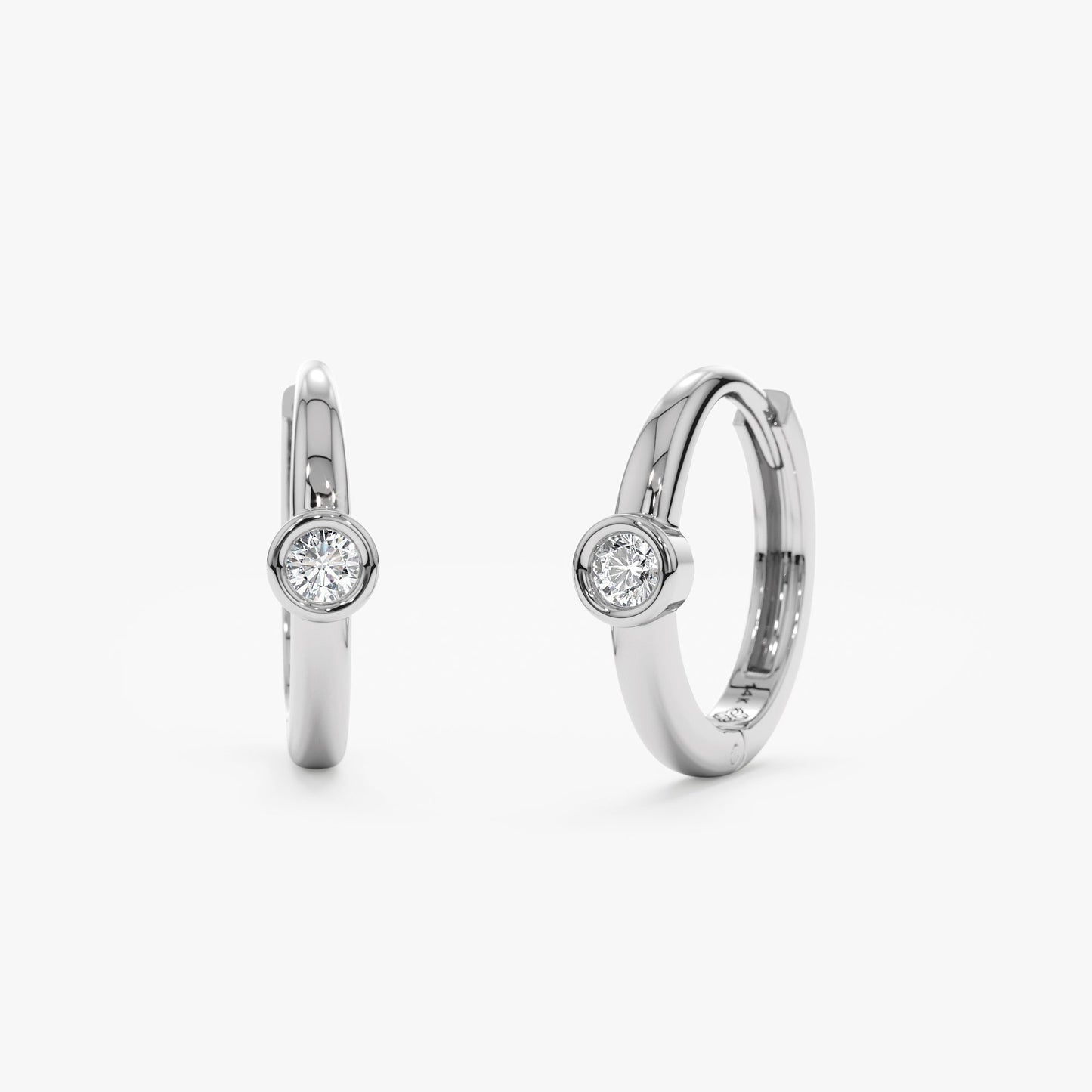 1.0 CT Round Bezel Solitaire Lab Grown Diamond Earrings