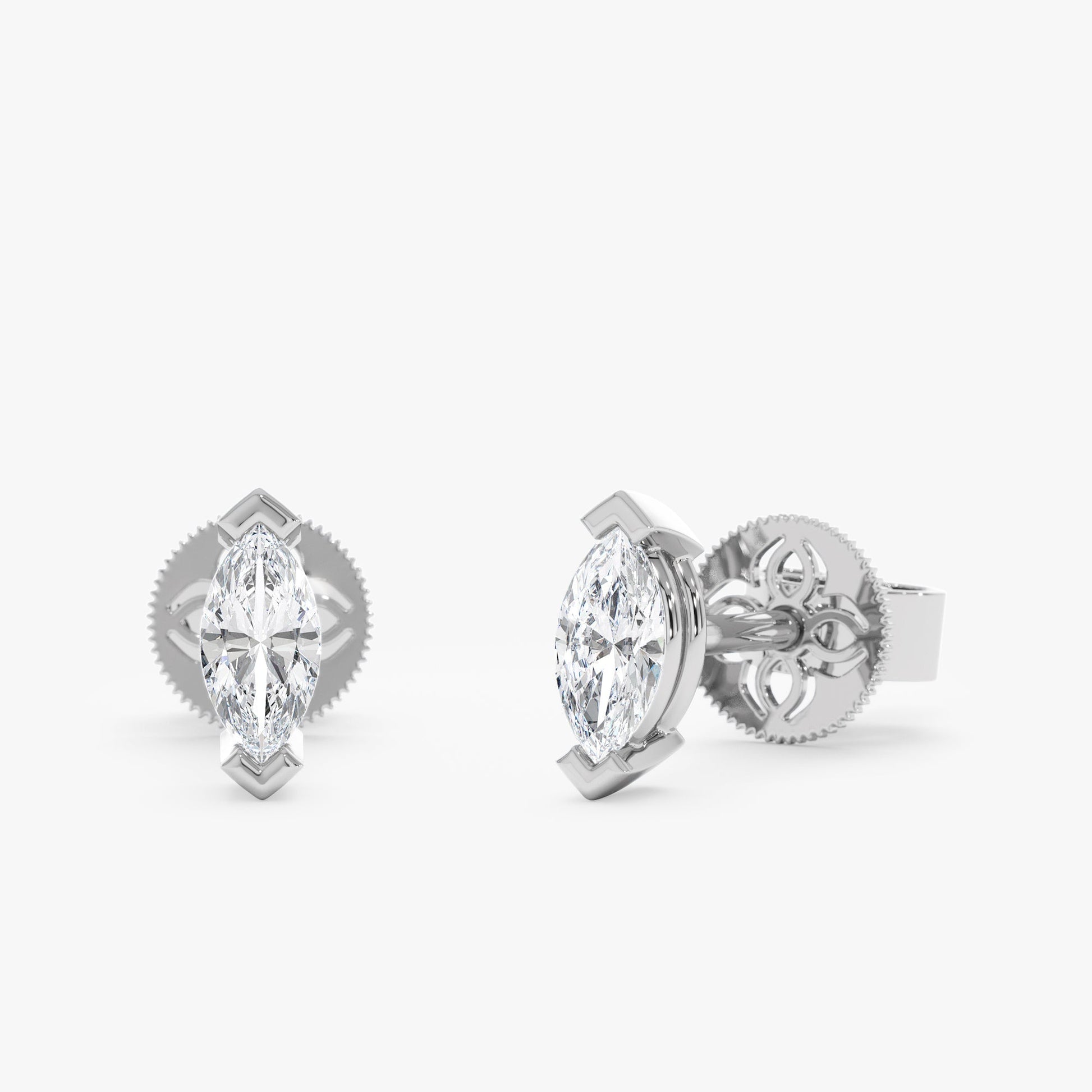 1.0 CT Round Bezel Solitaire Lab Grown Diamond Earrings