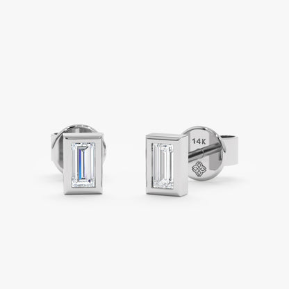 1.0 CT Round Bezel Solitaire Lab Grown Diamond Earrings