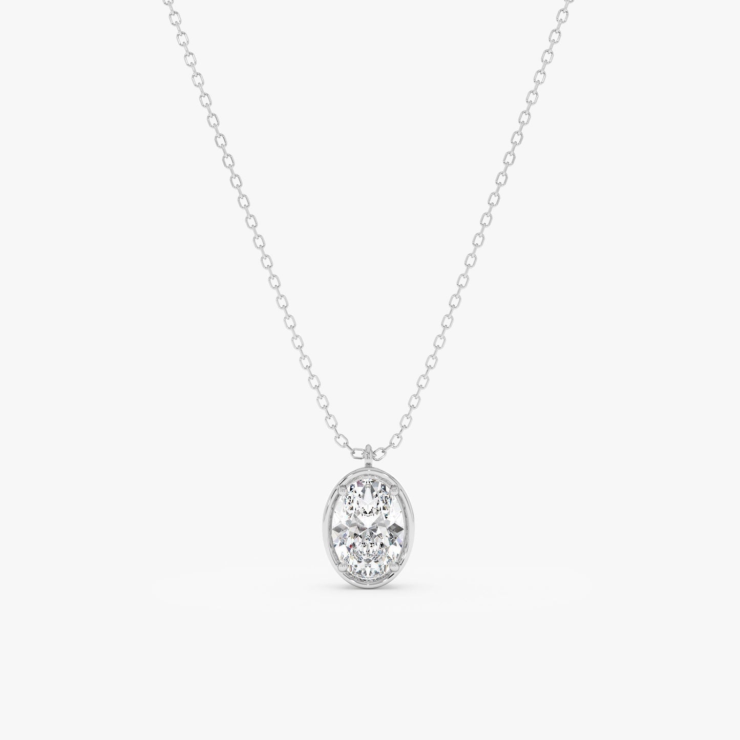 1.0 CT Round Bezel Solitaire Lab Grown Diamond Necklace
